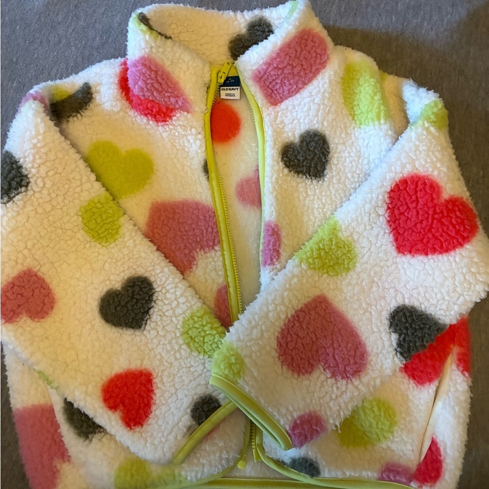 Old Navy Fleece Jacket with Heart Patterns - Picture 1 of 4